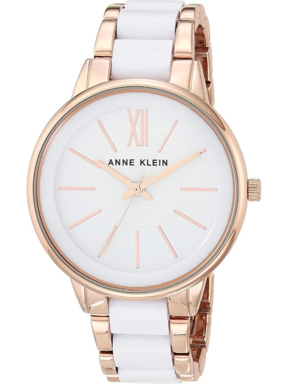Anne Klein Women's Rose Gold White Analog Quartz Resin Bracelet Luxury Watch